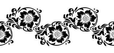 Kusursuz vektör dantelli çiçek sınır tasarımı