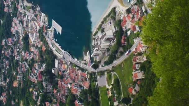 垂直视频Perast 黑山和古代城市以及黑山海岸 科托尔湾 — 图库视频影像