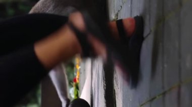 Komik maymun hindistan ceviziyle oynuyor ya da kalabalık bir yerde topla oynuyor.