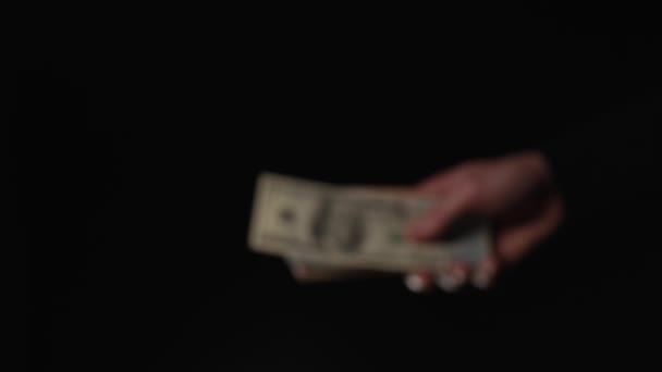 Transfer Large Amount Money Black Background Bank Fraud — Stock Video