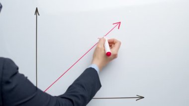 Finansal düşüş çizelgesi. El aşağıya bir ok çizer.