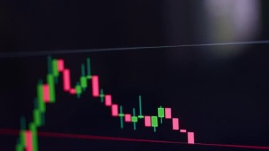 Ekrandaki piyasa alıntılarını kapat. Ticaret konsepti. Kripto para birimi geleceği finansal tablolar, grafik.