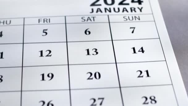 Enero 2024 Calendario Primer Plano — Vídeos de Stock