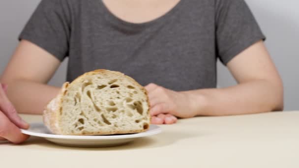 Wit Brood Vermijden Allergie Voor Gluten — Stockvideo