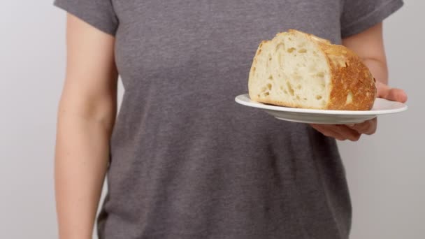 Penolakan Terhadap Roti Intoleransi Gluten — Stok Video