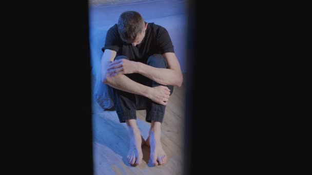 Людина Депресивному Стані Психічне Здоров Проблеми Самотність Сумний Чоловік — стокове відео