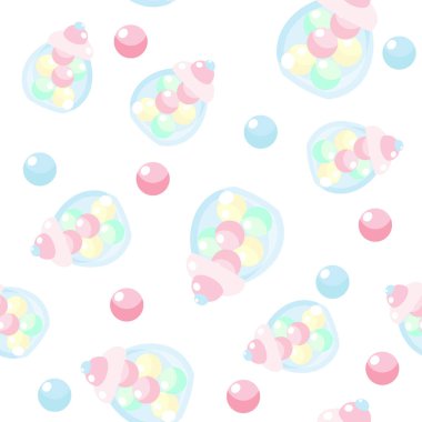 Çizgi film tarzında lolipoplu kusursuz cam kavanoz. Tekstil, mutfak tasarımı, havlular ve önlükler, çocuk kumaşları ve ambalajları için desen.