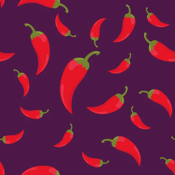 Seamless Pattern Red Hot Pepper Beige Background Vegetables Cartoon Background — Stock Vector