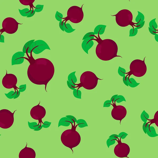 Nahtlose Musterrüben Auf Grünem Hintergrund Gemüse Cartoon Hintergrund Für Textil — Stockvektor