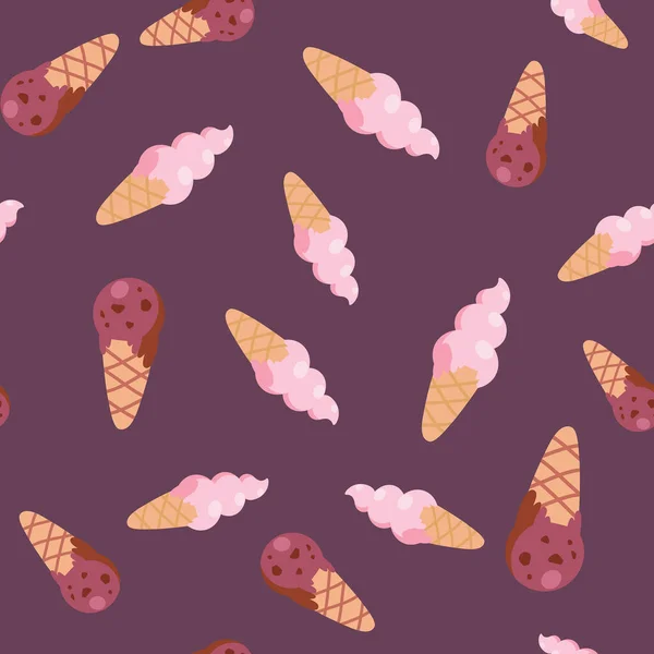 Naadloos Patroon Chocolade Macarons Muffins Cartoon Stijl Patroon Voor Textiel — Stockvector