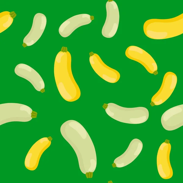 Płynny Wzór Szpiku Warzywnego Cukinii Żółty Zielony Warzywa Tle Kreskówki — Wektor stockowy