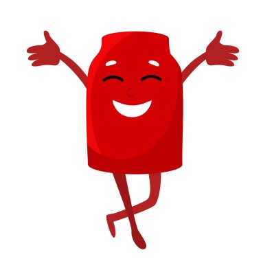 Kutudaki içecek gülümsüyor ve mutlu görünüyor. Fast food, komik yaratıklar şeklinde. Çizgi film tarzında karakter tasarımı beyaz arkaplanda izole edildi.