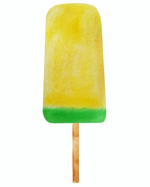 Gelb Grünes Eis Auf Einem Stock Fruchtig Süßes Sommerdessert Die — Stockfoto