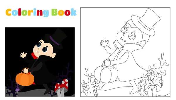 Cor de halloween pelo jogo de números com coruja em um chapéu. desenho de  personagem assustador para colorir para crianças