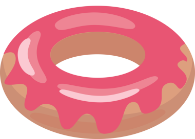 Çizgi film tarzında şişirilebilir daire şeklinde pembe çörek..