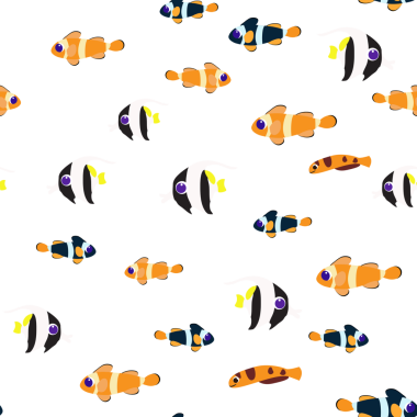 Kusursuz desenli tropikal balıklar su altında yüzer.