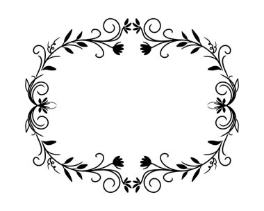 Sanat yeni moda çiçek çerçevesi. Çiçek ve yaprak kenarı, dal, çelenk, çelenk dekorasyonu. Botanik vektör çizimi. Antika klasik çiçek grafik elementi. Vektör illüstrasyonu