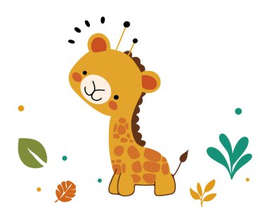 Beyaz arka planda bir zürafa. Vektör illüstrasyonu