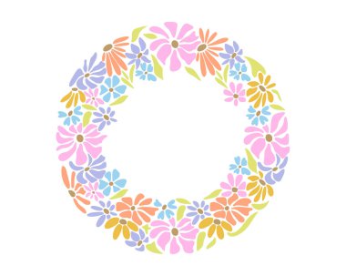 Muhteşem Daisy Flowers. Hippie Retro Kart Tarzı, Grafik Tasarım, Web Tasarımı. Vektör illüstrasyonu