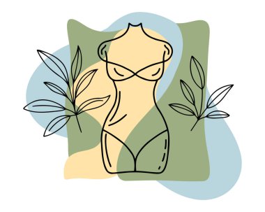 Henri Matisse tarzı kesilmiş kadın silueti, yumuşak pastel arka plan, delinmiş kenarlı minimal düz vektör. Vektör illüstrasyonu