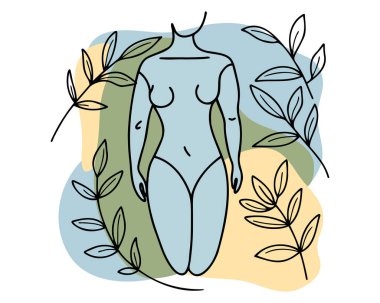 Henri Matisse tarzı kesilmiş kadın silueti, yumuşak pastel arka plan, delinmiş kenarlı minimal düz vektör. Vektör illüstrasyonu