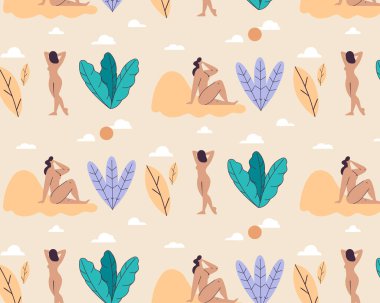 Şablon. Henri Matisse tarzı kesilmiş kadın silueti, kenarları delinmiş minimum düz vektör. Vektör illüstrasyonu