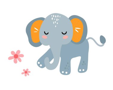 Sevimli Bebek Fil Renklendirme Taslağı Bebek Fil Boyama Sayfası Taslağı Çekici Bebek Fil Çizimi. Vektör illüstrasyonu