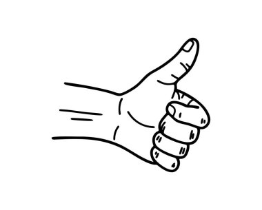 Minimalist Siyah ve Beyaz Tasarım Biçiminde Teşvik ve Olumlu Geri bildirim için Baş Parmak Yukarı İşaret İşaret Vektörü İllüstrasyonu. Vektör illüstrasyonu