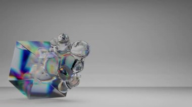 Motion transparent glass sphere. Liquid organic deformation effect. Abstract motion design pattern metaverse. Wavy spherical color dispersion effect. 3d illustration