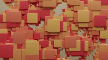  Çok renkli şekillerin 3 boyutlu dalga animasyonu. Soyut 3B animasyon