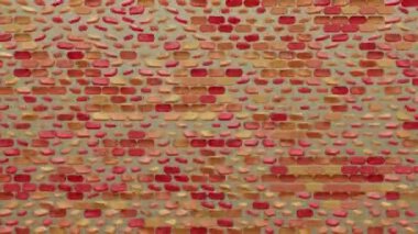 Çok renkli şekillerin 3 boyutlu dalga animasyonu. Soyut 3B animasyon