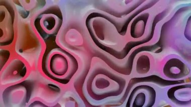  Hacimli sıvı dalgaların 3 boyutlu soyut animasyonu. Değişik renkte dalgalı desen. Soyut 3B animasyon