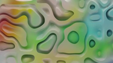 Hacimli sıvı dalgaların 3 boyutlu soyut animasyonu. Değişik renkte dalgalı desen. Soyut 3B animasyon