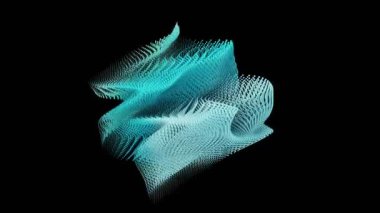 Hacim dalgalarının 3 boyutlu soyut girdap animasyonu. Değişik renkte dalgalı desen. Soyut 3B animasyon