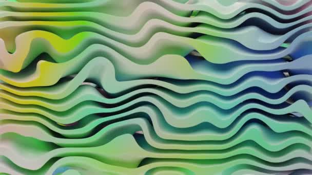 Smyčka Abstraktní Animace Objemových Tekutých Vln Multicolor Gradient Wavy Pattern — Stock video