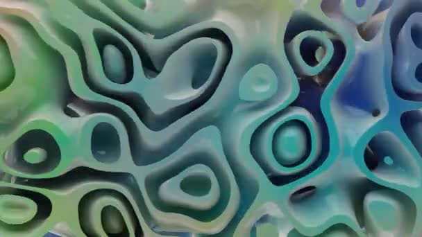 循环三维抽象动画体积液体波 彩色渐变波浪形图案 时尚抽象3D动画 — 图库视频影像
