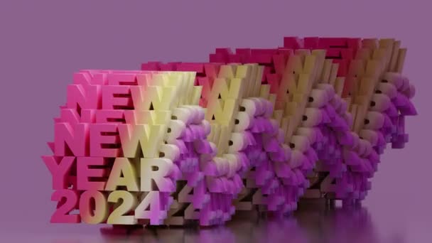 Animazione Loop Del Testo Capodanno 2024 Stile Gradiente Colore Nuovo — Video Stock