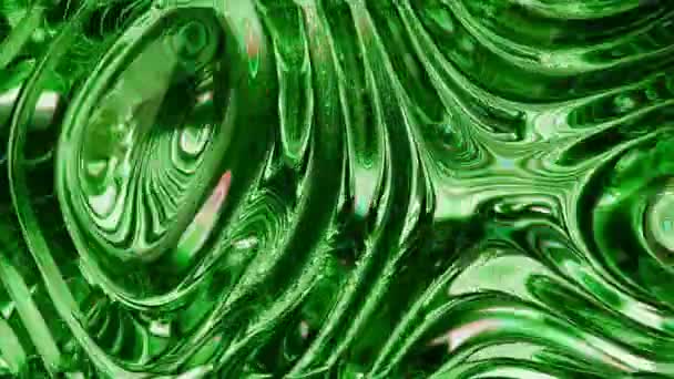 具有光色散效应的液态玻璃的三维抽象动态动画 液态金属的波梯度动画 现代动态设计动画 — 图库视频影像