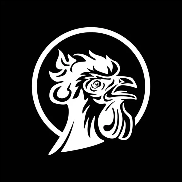 White Rooster Head Logo Silhouette Big Cock Face Vector Illustrations — Stockvector