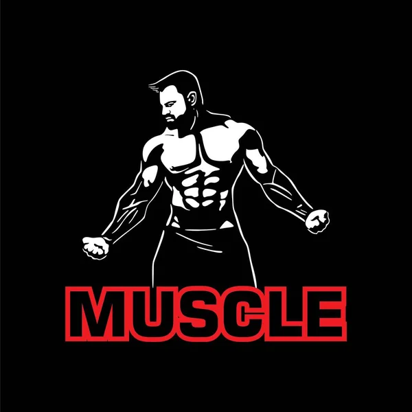 Strong Man Logo Silhouette Bodybuilder Standing Vector Illustrations — Stockvektor