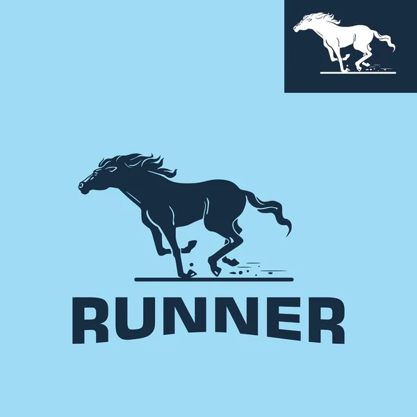 Wild Horse Running Logo Силует Великого Коня Векторні Ілюстрації — стоковий вектор