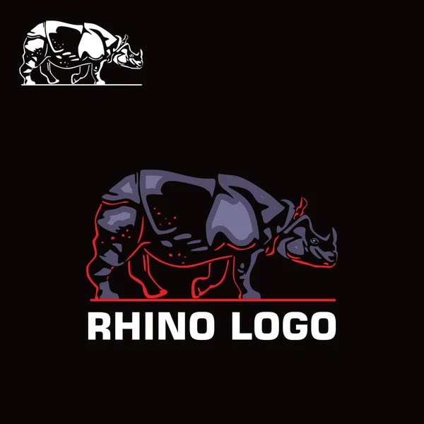 Rhino Strinal Logo 포유류 삽화의 실루엣 — 스톡 벡터