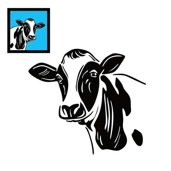 Holstein Milk Cow Logo Silhouette Great Cattle Head Vector Illustations — ストックベクタ