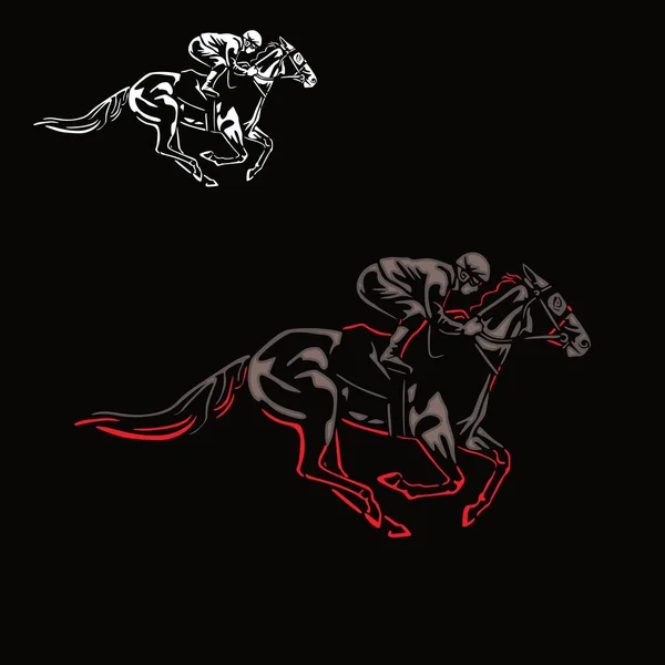 Horse Racing Logo Silhouette Great Jockey Ride Strong Horse Running — стоковый вектор