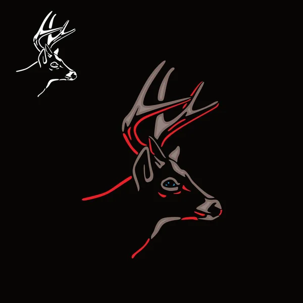 Great Deer Head Logo Silhouette Smart Line Drawing Animal Vector — Stock Vector