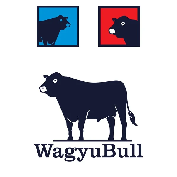 Wagyu Japanese Cattle Logo Silhueta Ilustrações Vetoriais Vaca Grande —  Vetores de Stock