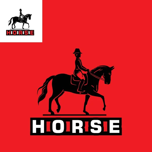 Elegant Atı Binicilik Logosu Akıllı Atın Silueti Jokey Vektör Çizimleri — Stok Vektör