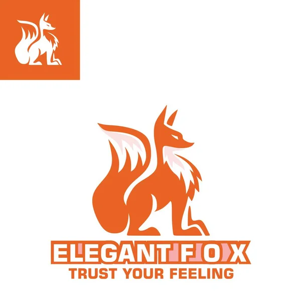 Orange Great Fox Logo Silhuett Starka Räv Stående Vektor Illustrationer — Stock vektor