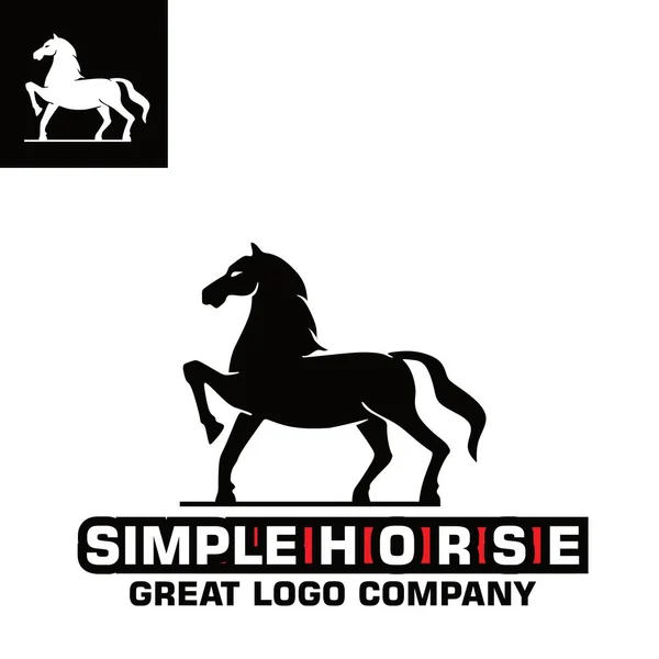 Flfgant Simple Horse Logo Silhuett Svart Gret Häst Stående Vektor — Stock vektor
