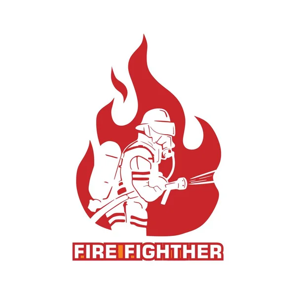 İtfaiyeci LOGO, forma vektör çizimleri olan cesur bir adamın silueti.